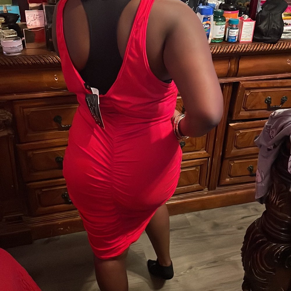 *Pop Your Booty* Ruched Sexy Bodycon Dress (Red) PLUS SIZE